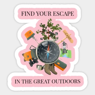 Find Your Escape in the Great Outdoors Camping Sticker